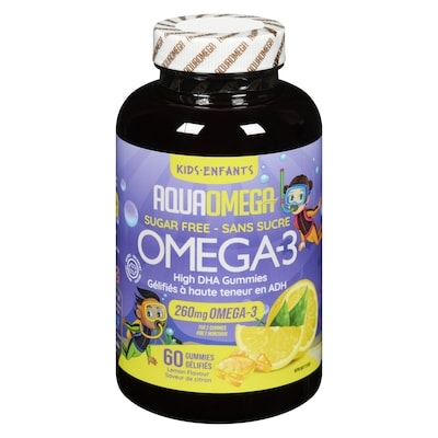 Aqua Omega Omega-3 High Dha Gummies Lemon Flavour Kids 60 ea, $0.63/1ea