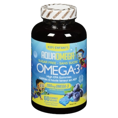 Aqua Omega Omega-3 High Epa Gummies Kids Blueberry Flavour 60 ea, $0.63/1ea