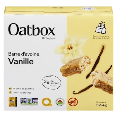 Oatbox Barre d'avoine vanille biologique 120 g, 4,58 $/100g