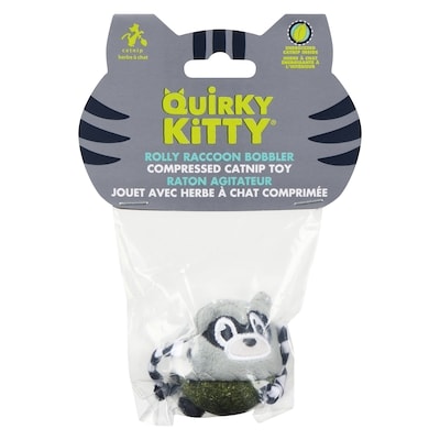 QUIRKY KITTY Compressed Catnip Toy Rolly Raccoon Bobbler 1 ea, $11.99/1ea