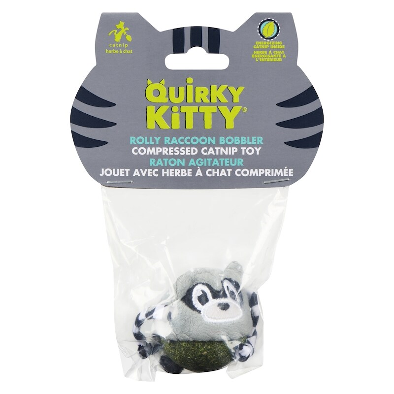Compressed Catnip Toy Rolly Raccoon Bobbler