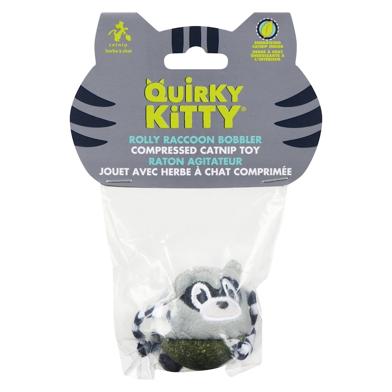 Compressed Catnip Toy Rolly Raccoon Bobbler