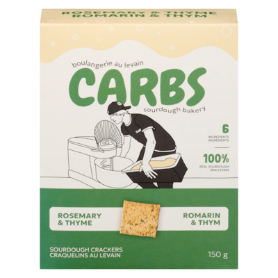 CARBS Sourdough Crackers Rosemary & Thyme 150 g, $4.66/100g
