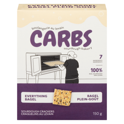 CARBS Sourdough Crackers Everything Bagel 150 g, $4.66/100g