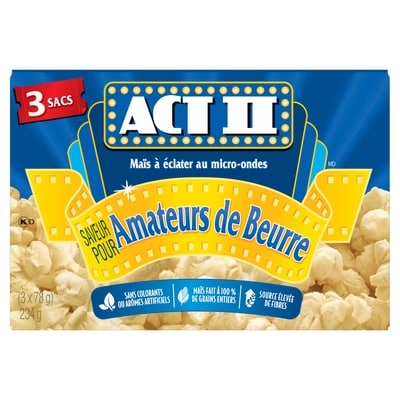 Act II Microwave Popcorn Butter Lovers Flavour 234 g, $1.28/100g