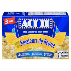 Act II Maïs à éclater au micro-ondes saveur pour amateurs de beurre 234 g, 1,41 $/100g