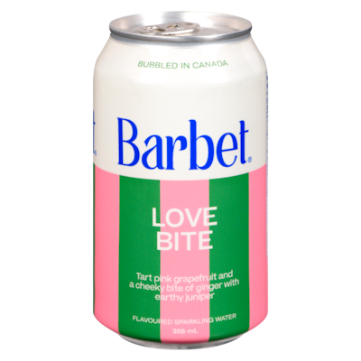BARBET Flavoured Sparkling Water, Love Bite Pink Grapefruit and Ginger with Juniper 355 ml, $1.12/100ml