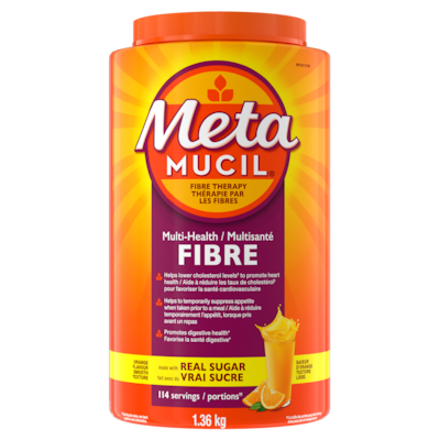 Metamucil Saveur d’orange, sucre véritable, poudre, 114 portions 1.36 kg, 2,65 $/100g