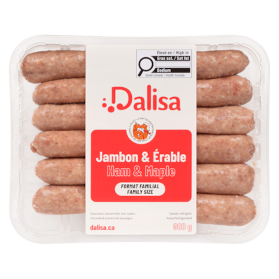 Saucisses conservées non cuites jambon & érable format familial