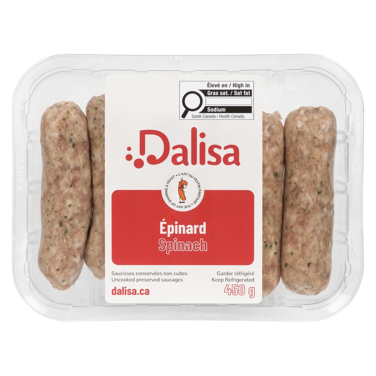 Dalisa Uncooked Preserved Sausages Spinach 450 g, $1.78/100g