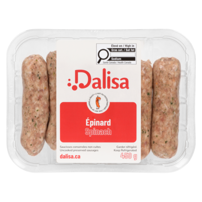Saucisses conservées non cuites épinard