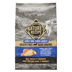 Nature’s Recipe Nourriture pour chiens naturelle chien adulte recette au poulet, aux patates douces et à la citrouille 10.8 kg, 0,70 $/100g