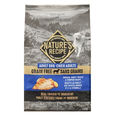 Nature’s Recipe Nourriture pour chiens naturelle chien adulte recette au poulet, aux patates douces et à la citrouille 10.8 kg, 0,71 $/100g