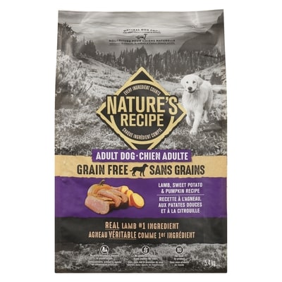 Nature’s Recipe Nourriture pour chiens naturelle chien adulte recette à l'agneau, aux patates douces et à la citrouille 5.4 kg, 0,76 $/100g