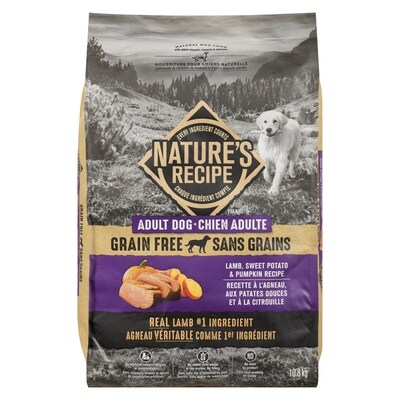 Nature’s Recipe Nourriture pour chiens naturelle chien adulte recette à l'agneau, aux patates douces et à la citrouille 10.8 kg, 0,74 $/100g