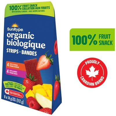 Sun Rype Organic Fruit Strips, Apple Mango and Apple Berry Variety Pack 200 g, $3.25/100g
