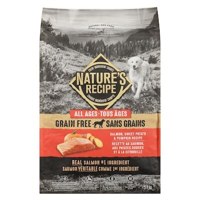 Nature’s Recipe Nourriture pour chiens naturelle tous âges recette au saumon, aux patates douces et à la citrouille 5.4 kg, 0,80 $/100g