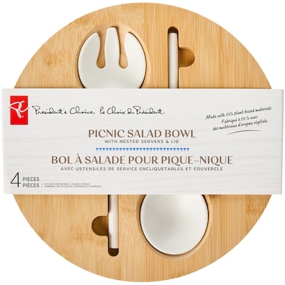 President's Choice Picnic Salad Bowl with Nested Servers and Lid, Coral Plaid, 4 Piece Set 1 ea, $29.00/1ea