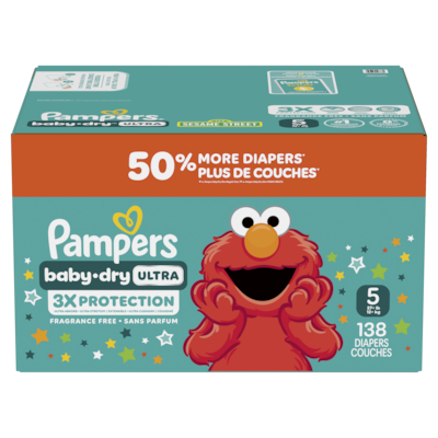 Pampers Baby Dry Ultra Diapers, Size 5 (20-37 lbs), 138 Count, Absorbent Disposable Diapers 138 ea, $0.29/1ea