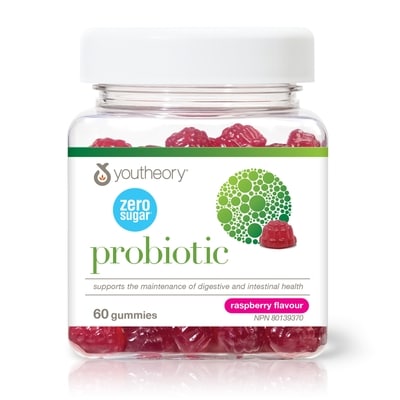 Youtheory Probiotic Gummies with Zero Sugar Raspberry Flavour 60 ea, $0.46/1ea
