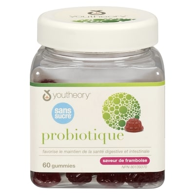 Youtheory Probiotique saveur de framboise 60 ea, 0,60 $/1ch