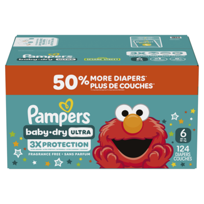 Pampers Baby Dry Ultra Diapers, Size 6, (23-44 lbs), 124 Count, Absorbent Disposable Diapers 124 ea, $0.32/1ea