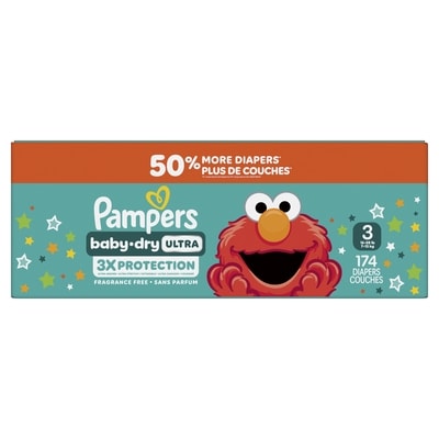 Pampers Baby Dry Ultra Diapers, Size 3, (16-28 lbs), 174 Count 174 ea, $0.23/1ea
