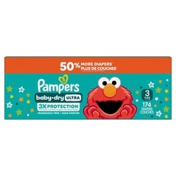 Pampers Baby Dry Ultra Diapers, Size 3 (16-28 lbs), 174 Count, Absorbent Disposable Diapers 174 ea, $0.23/1ea