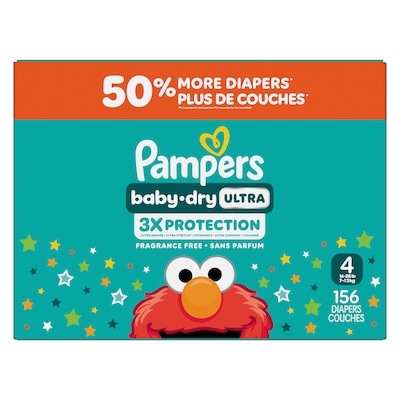 Pampers Baby Dry Ultra Diapers, Size 4, (22-37 lbs), 156 Count 156 ea, $0.26/1ea