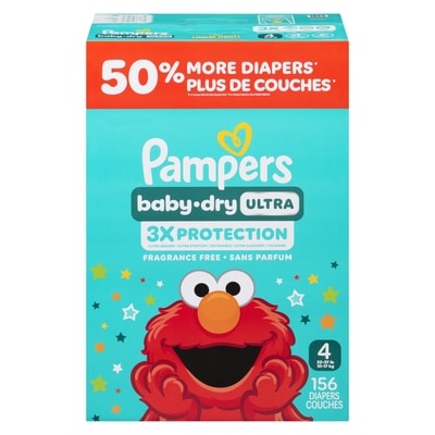 Pampers Baby Dry Ultra Diapers, Size 4 (22-37 lbs), 156 Count, Absorbent Disposable Diapers 156 ea, $0.26/1ea