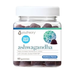 Youtheory Ashwagandha Gummies with Zero Sugar Blueberry Flavour 60 ea, $0.44/1ea