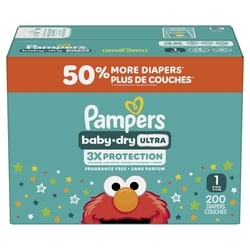 Pampers Couches Baby-Dry Ultra, taille 1 ( à [8 lb à 14 lb]), 200 couches 200 ea, 0,17 $/1ch