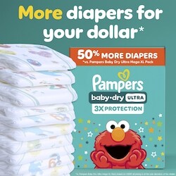 Pampers Baby Dry Ultra Diapers, Size 2, (12-18 lbs), 184 Count