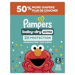 Pampers Couches Baby-Dry Ultra, taille 2 ( à [12 lb à 18 lb]), 184 couches 184 ea, 0,19 $/1ch