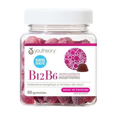 Youtheory B12b6 vitamines quotidiennes essentielles saveur de framboise 60 ea, 0,46 $/1ch