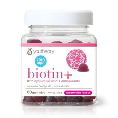 Youtheory Biotin+ Gummies with Zero Sugar 60 ea, $0.47/1ea
