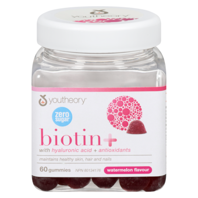 Youtheory Biotin + Complete Beauty Watermelon Flavour 60 ea, $0.60/1ea