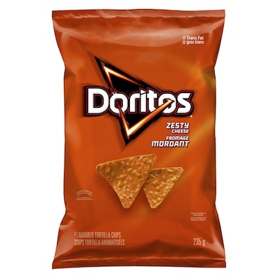 Doritos Zesty Cheese flavoured tortilla chips 235 g, $2.04/100g