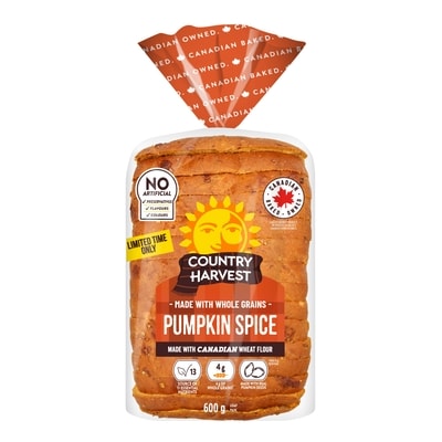 Country Harvest Pumpkin Spice Sliced Loaf, Made with Real Pumpkin Seeds 600 g, $0.67/100g
