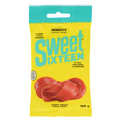 Mondoux Classic Little Licorices Cherry Ribbon 125 g, $2.79/100g