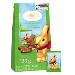 GOLD BUNNY BITE-SIZED HAZELNUT MILK CHOCOLATE EASTER BAG