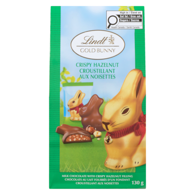 Lindt Chocolats au lait fourrés d'un fondant croustillant aux noisettes 130 g, 7,69 $/100g