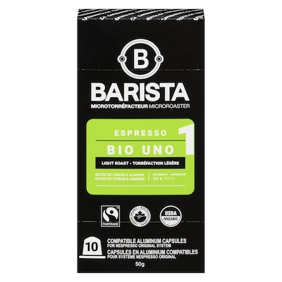 Barista Prima Compatible Aluminum Capsules For Nespresso Original System Espresso Bio Uno 1 Light Roast 50 g, $17.98/100g
