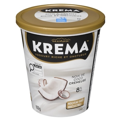Olympic Yogourt riche et onctueux noix de coco crémeuse 8% m.g. 650 g, 1,15 $/100g