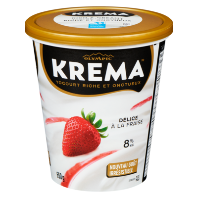 Olympic Yogourt riche et onctueux délice à la fraise 8% m.g. 650 g, 1,15 $/100g