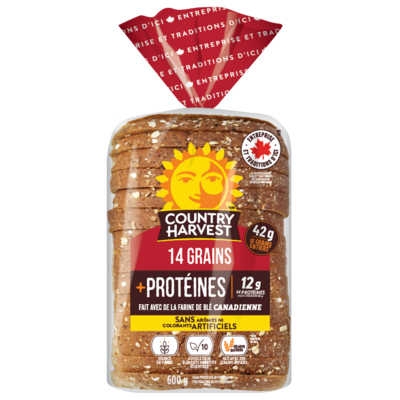 Country Harvest Pain protéiné avec grains 14 grains 600 g, 0,67 $/100g