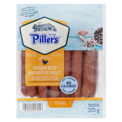 Piller’s Saucisse de poulet fumée original bouchées de poulet 375 g, 3,60 $/100g