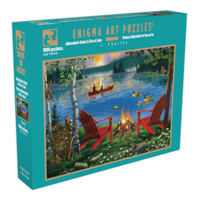 Enigma Art Puzzles 1000 Piece Enigma Art Deluxe Puzzle " Adirondack Chairs By The Lake " 1 ea, $25.00/1ea