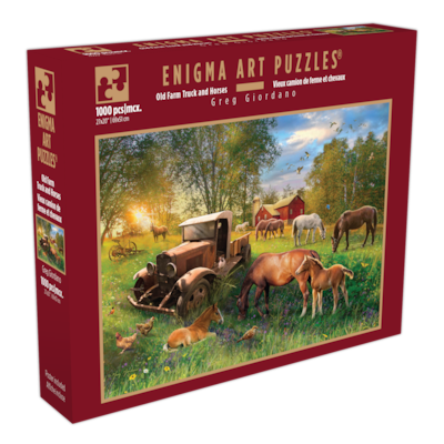 Enigma Art Puzzles Casse-tête de luxe Enigma Art – 1000 pièces "Vieux camion de ferme et chevaux " 1 ea, 25,00 $/1ch