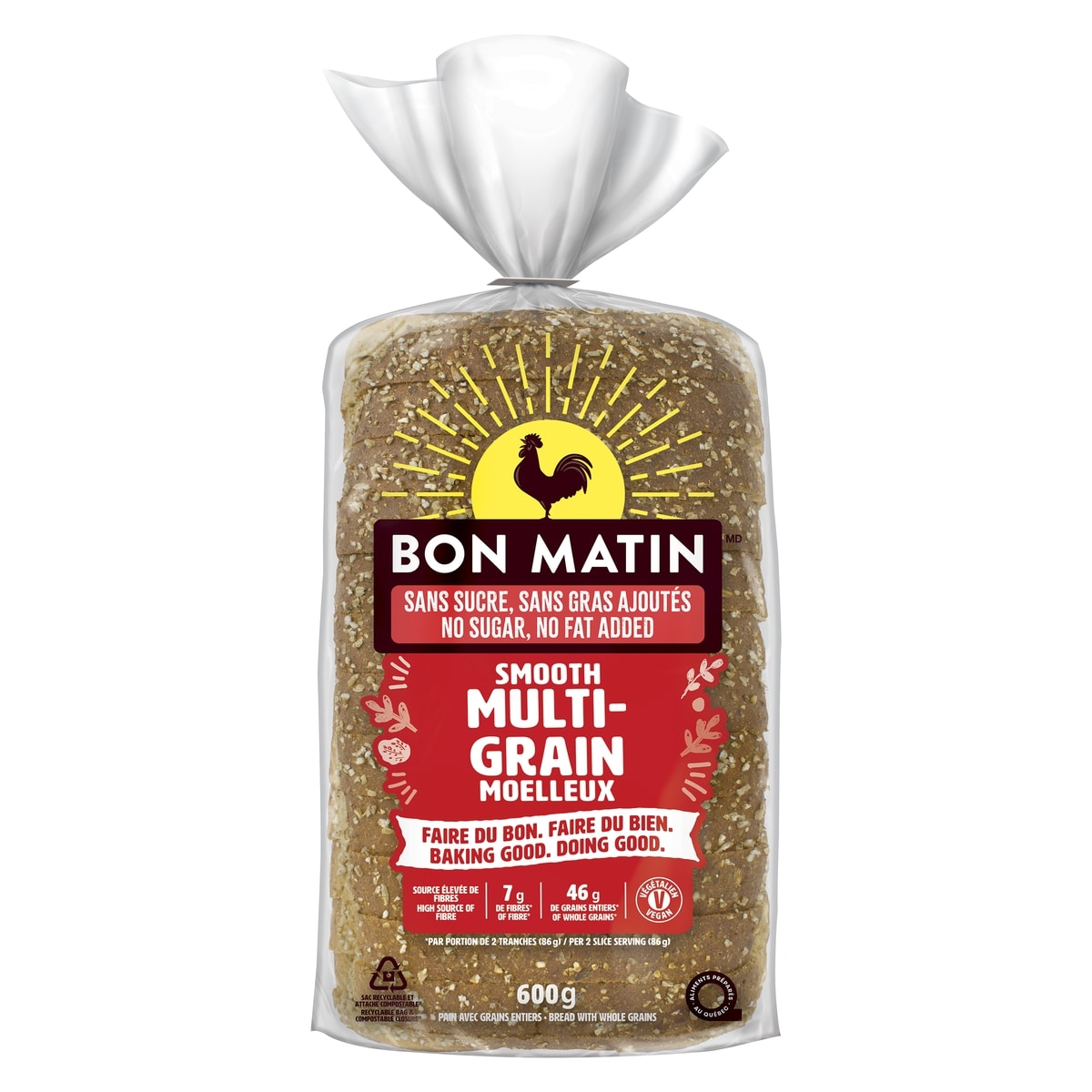 Bon Matin Pain avec grains entiers multigrain moelleux 600 g, 0,80 $/100g